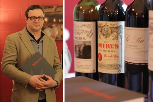 Botschafter des Pomerol: Die legendären Bordeaux-Weine Petrus und Le Pin sowie Buchautor Neal Martin, der auf Einladung des White Club den Weg ins Basler WeinHotel fand.